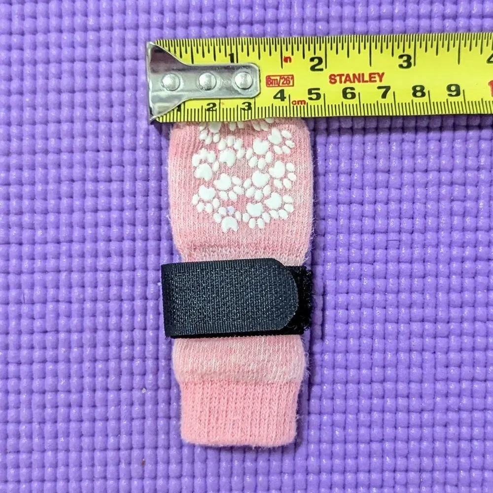 Pink & Gray Anti-slip Dog Socks & Paw Stickers Bundle XS/S